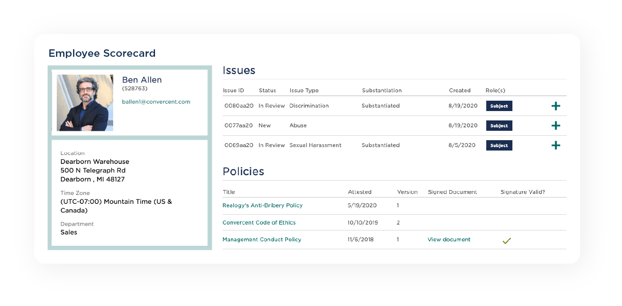Ethics & Compliance Employee Scorecard Image